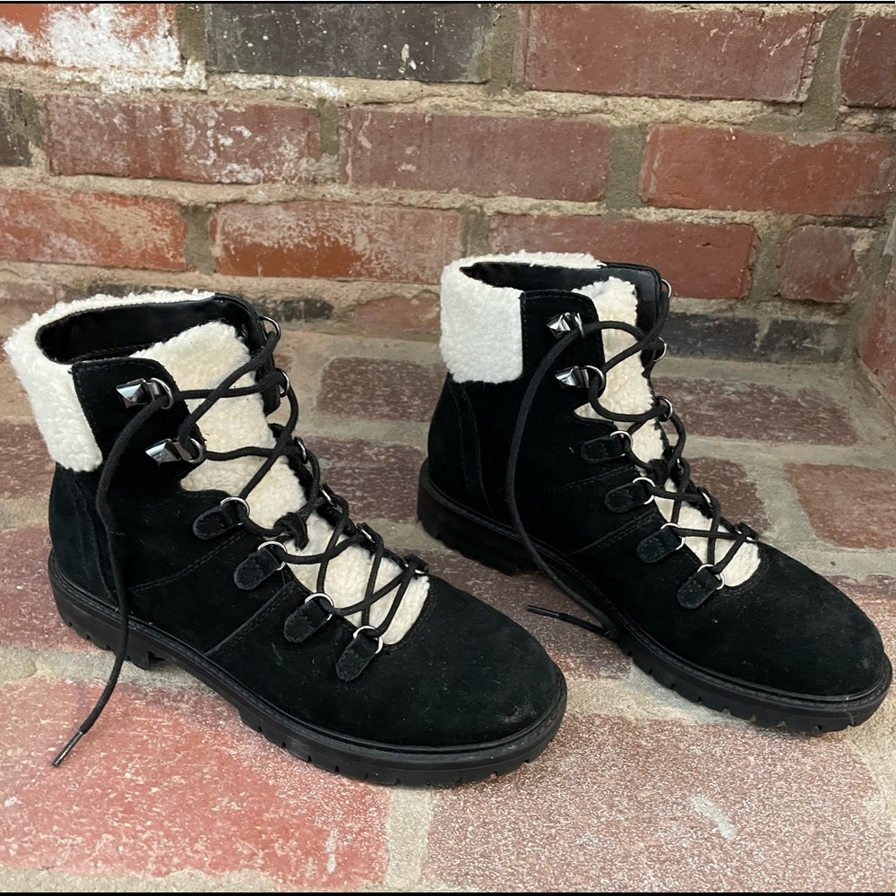Marc Fisher Capell Shearling Lace Up Boot size 7